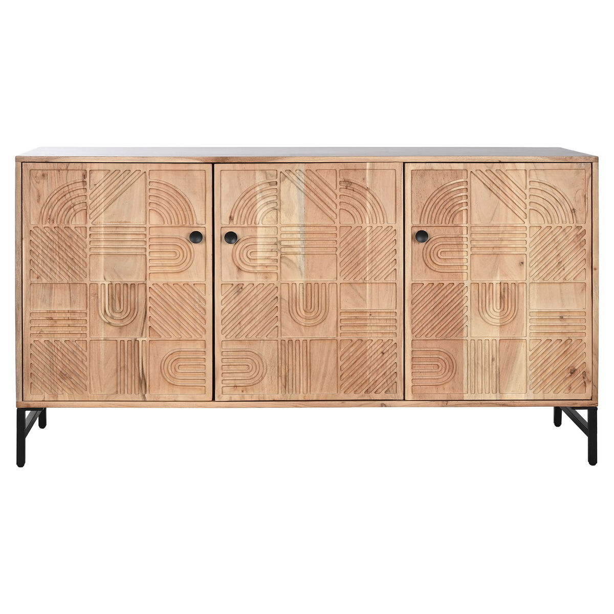 Skænk Home ESPRIT Brun Sort Metal Akacie 145 x 40 x 80 cm